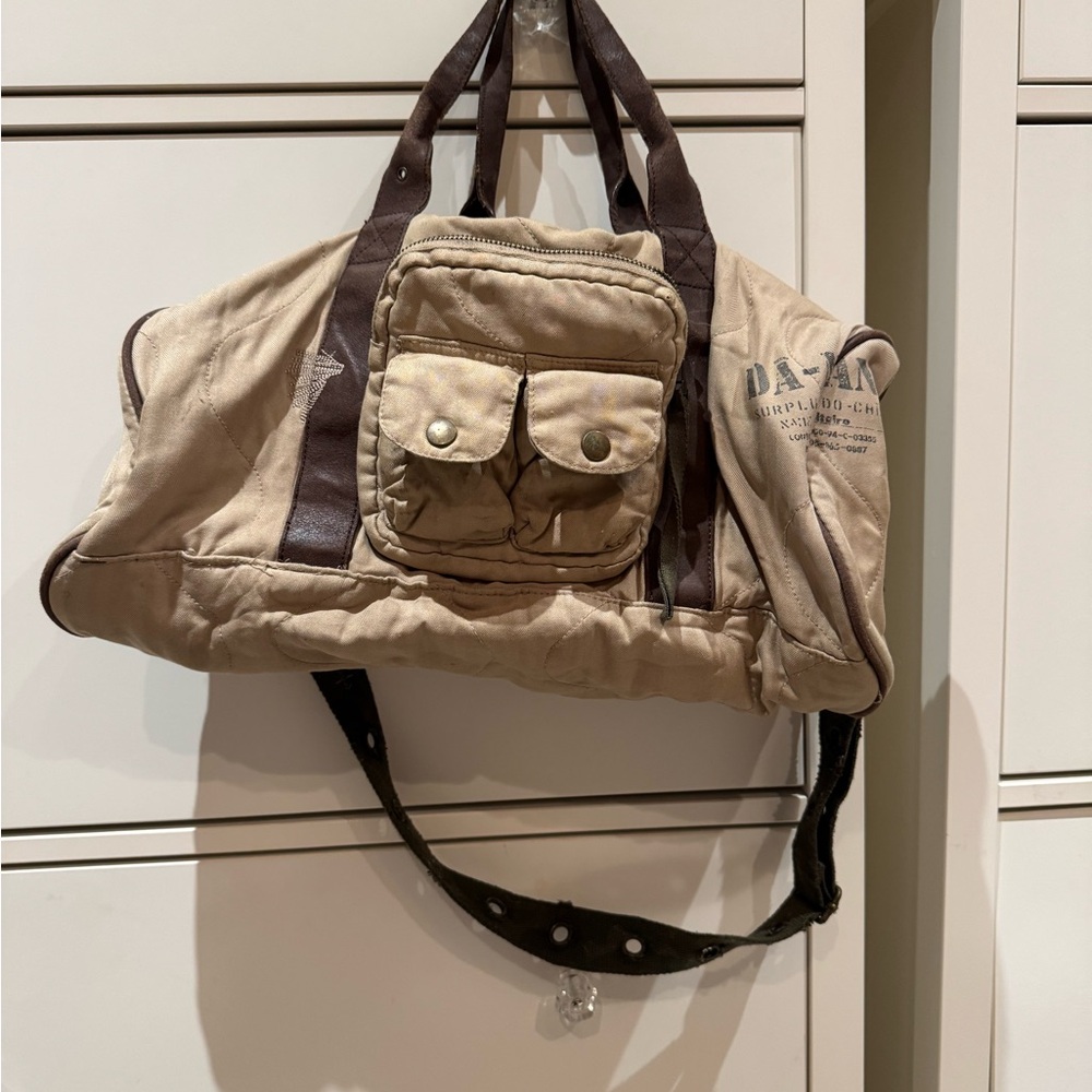 Da-Nang Tan and Brown Crossbody Bag with Detachable Strap